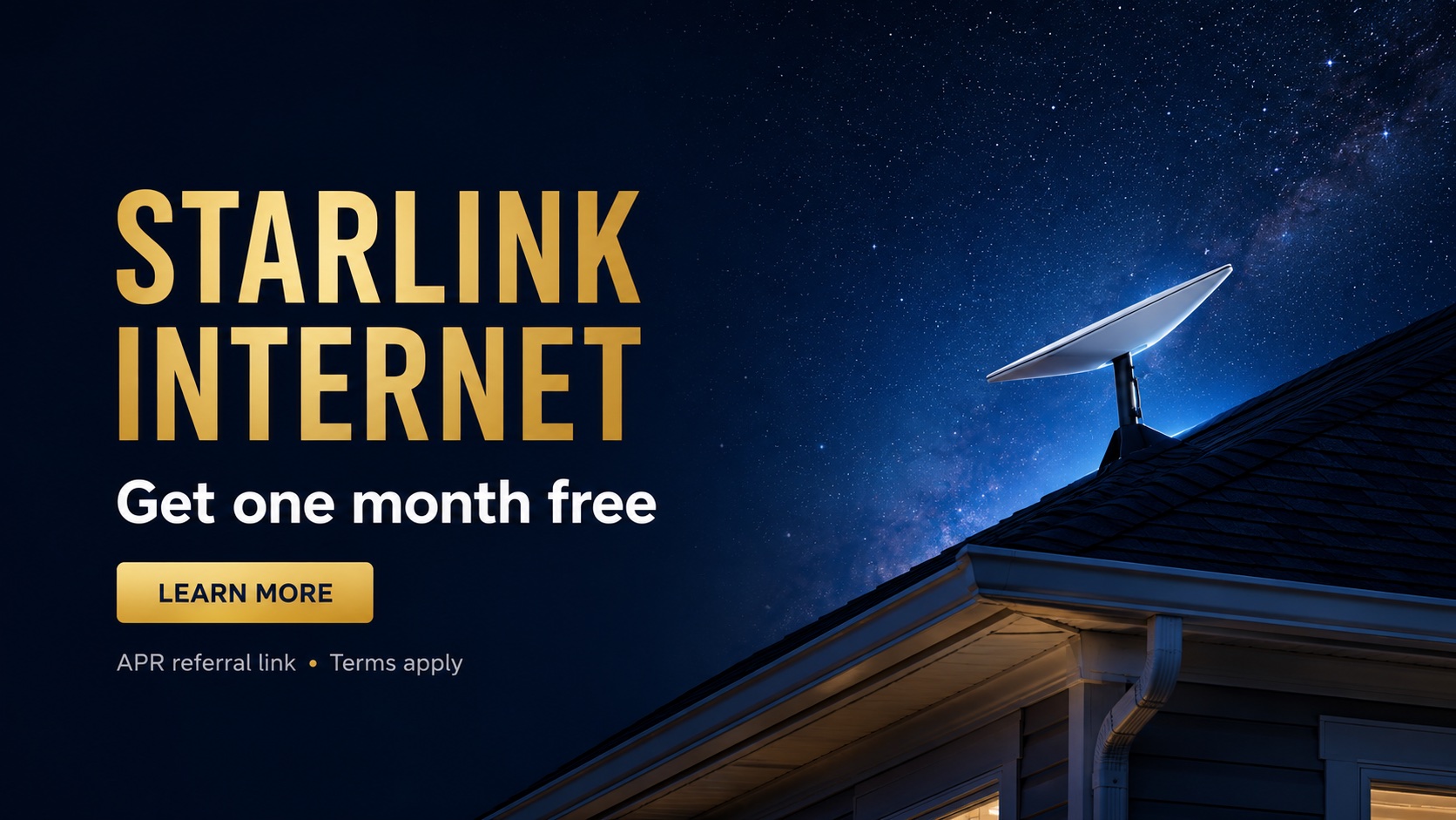 Starlink Internet — get one month free. Learn more through APR's referral link.