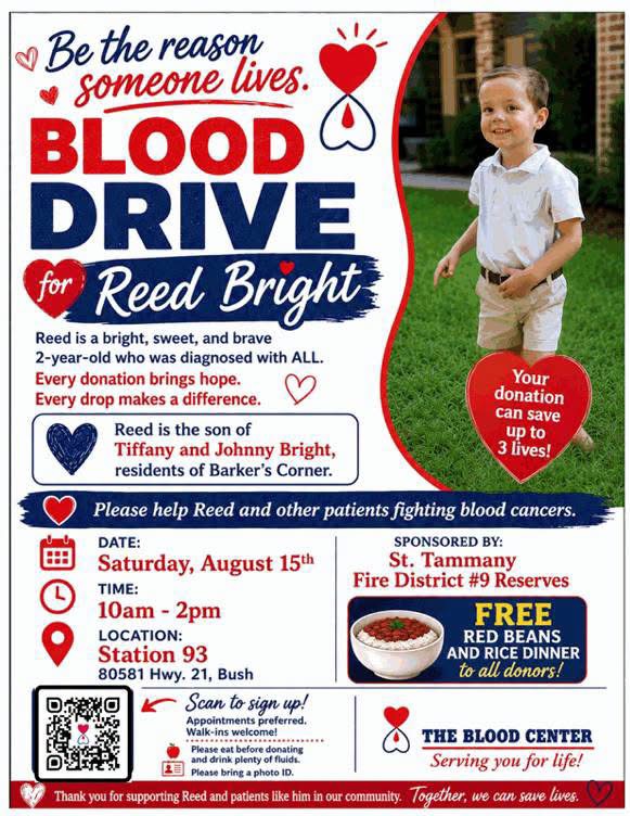 Red Bean "N" Rice Dinner Fundraiser for Vol. and Blood Drive for Reed