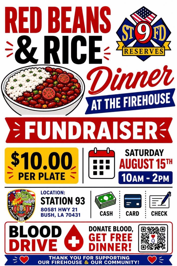Red Bean "N" Rice Dinner Fundraiser for Vol. and Blood Drive for Reed