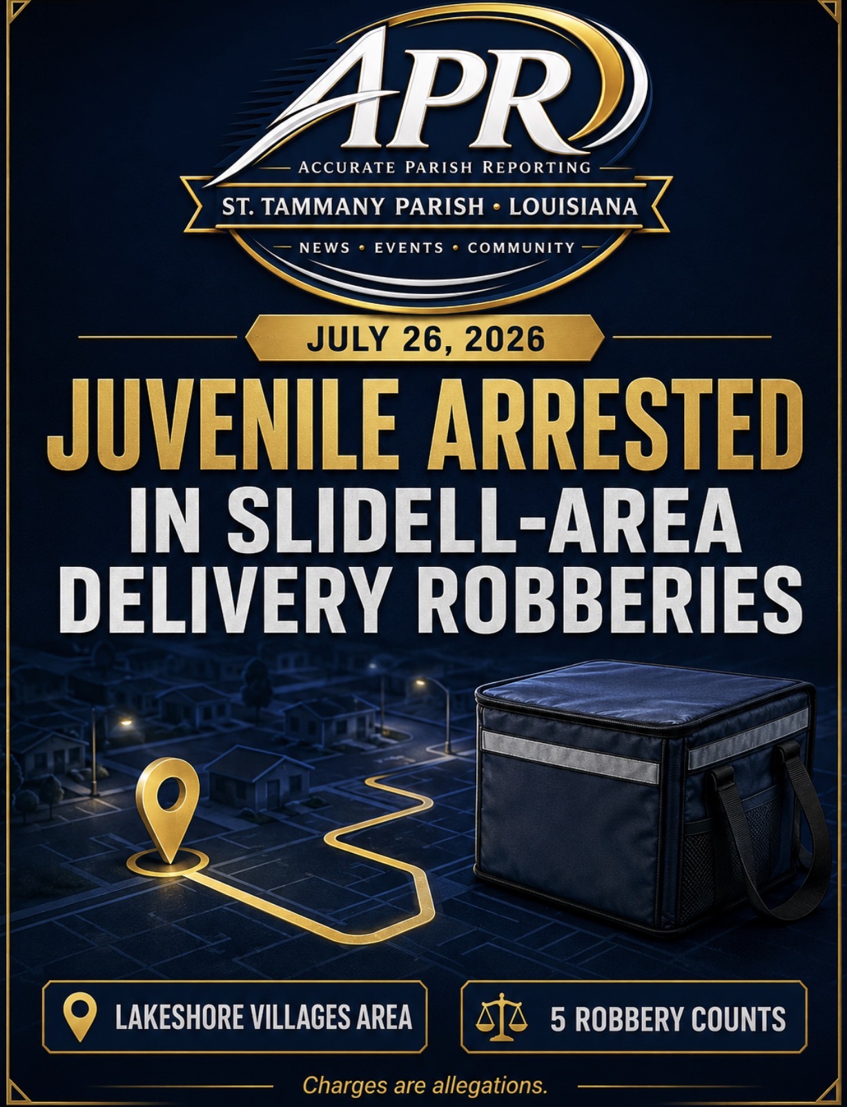 Juvenile Arrested in Slidell-Area DoorDash Robberies
