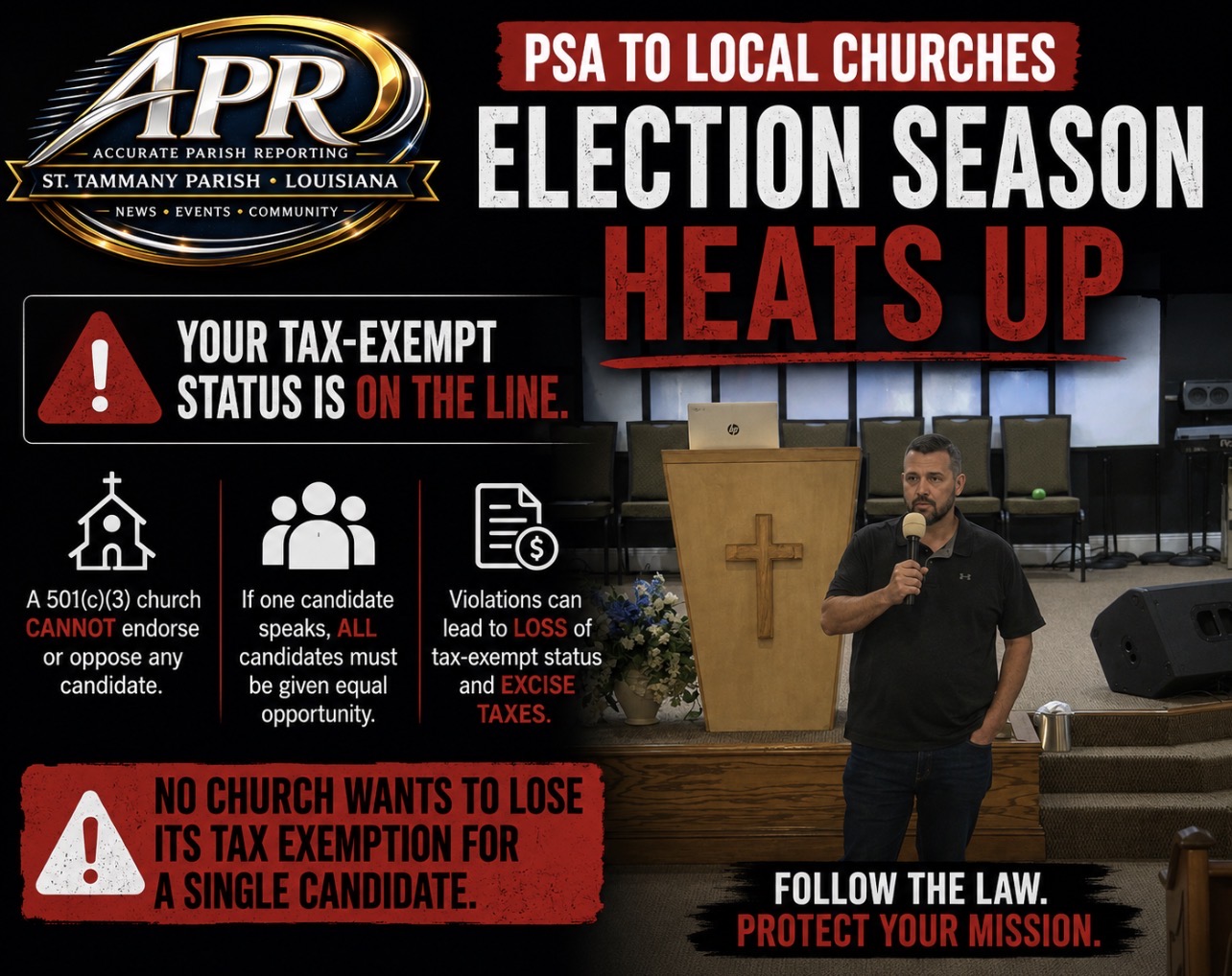 📢 PSA TO LOCAL CHURCHES: ONE CANDIDATE IS NOT WORTH YOUR TAX-EXEMPT STATUS
