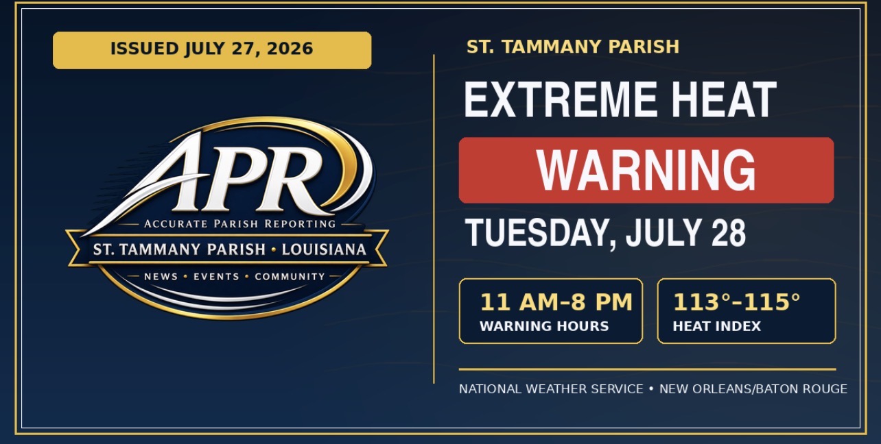 Extreme Heat Warning Issued for Tuesday, July 28, in St. Tammany