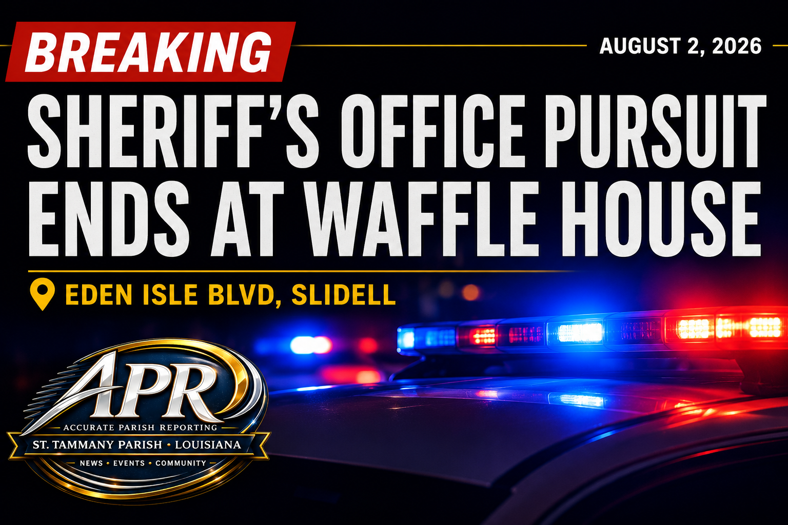 BREAKING: St. Tammany Sheriff’s Office Pursuit Ends at Waffle House in Slidell