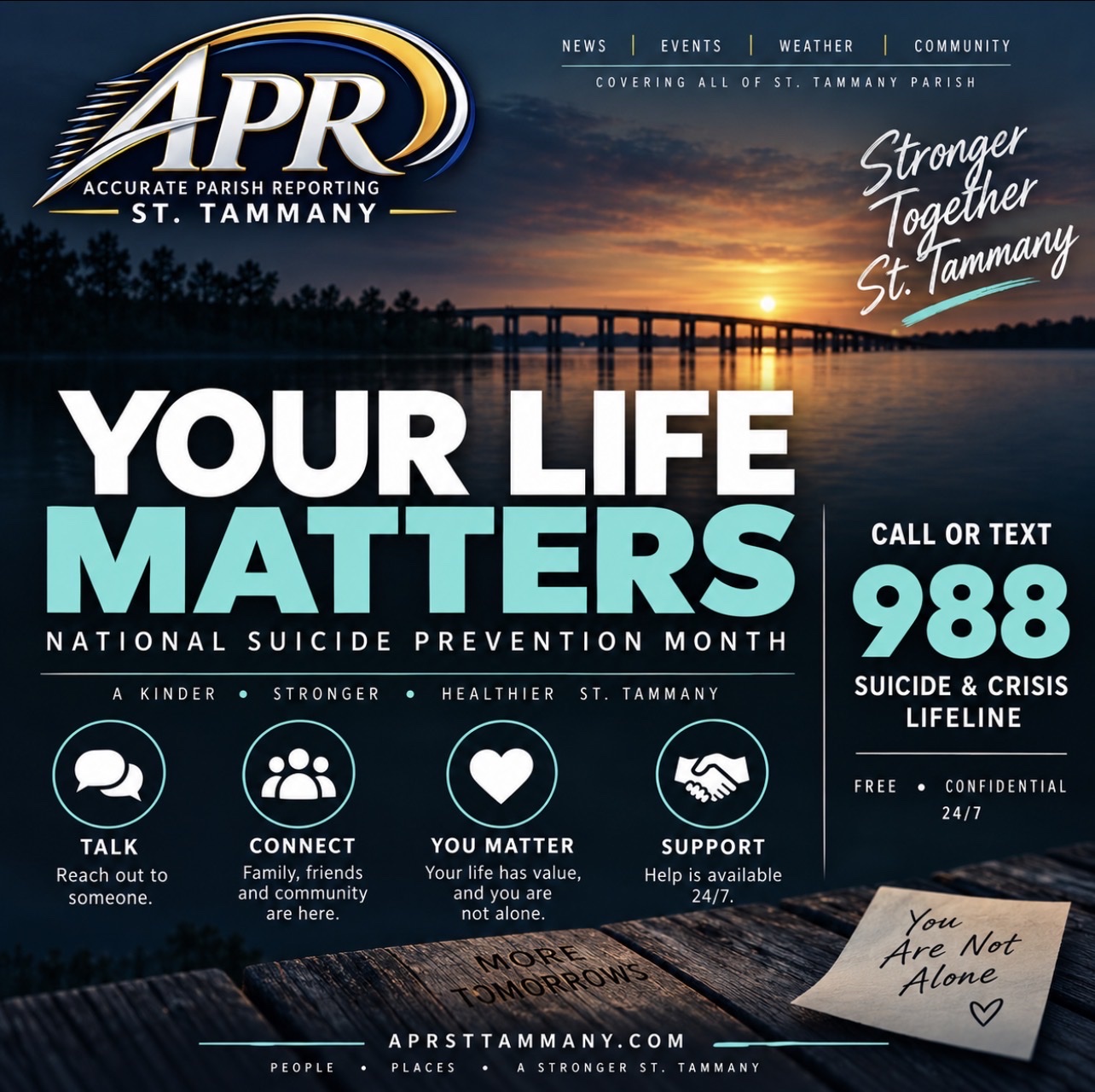 YOUR LIFE MATTERS: Help Is Available 24/7