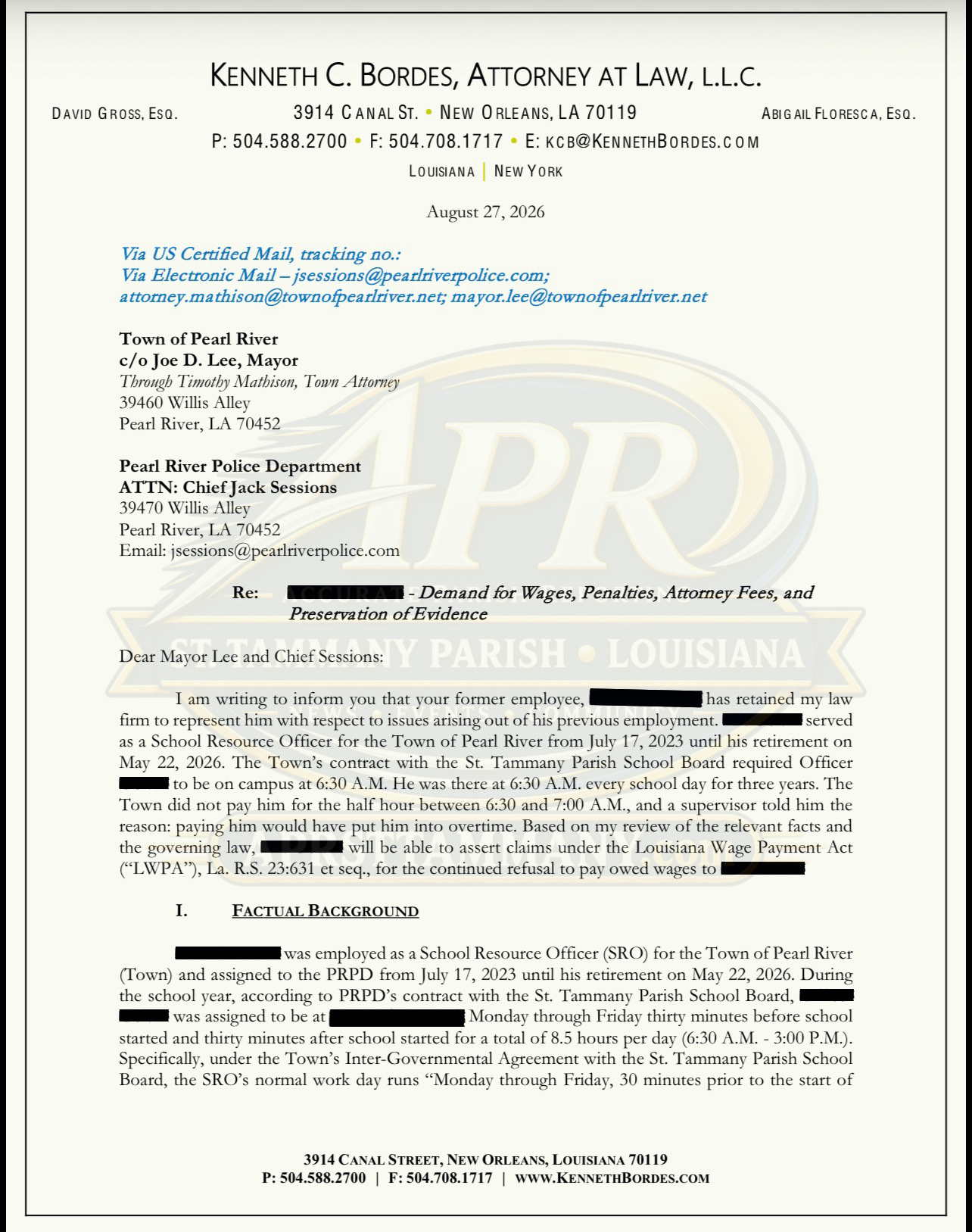 New Wage Claim Adds More Financial Pressure to Pearl River Police Department