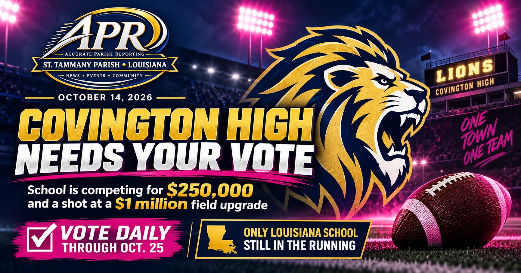 Covington High seeks votes for $250,000 prize, encourages community to wear pink Friday